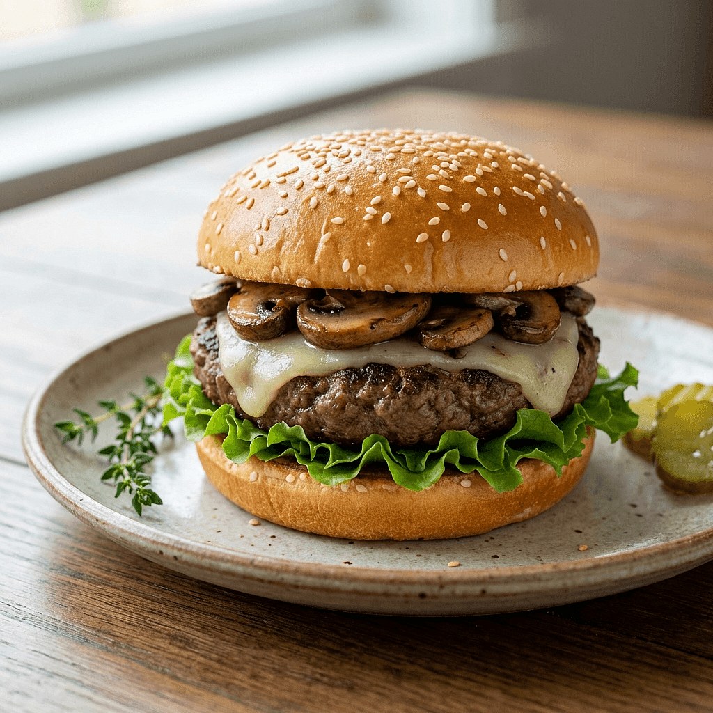 Mushroom and Swiss burger